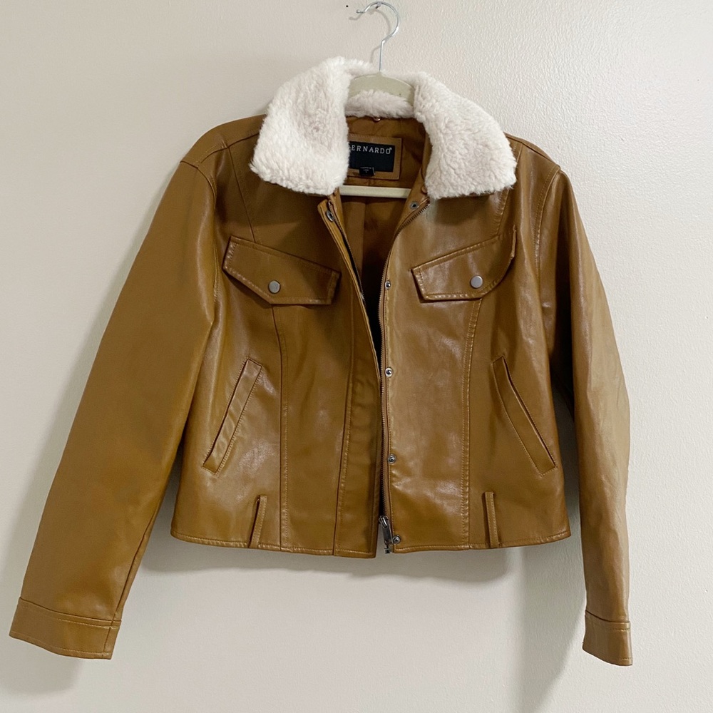 Bernardo Brown Faux Leather Jacket Size Small